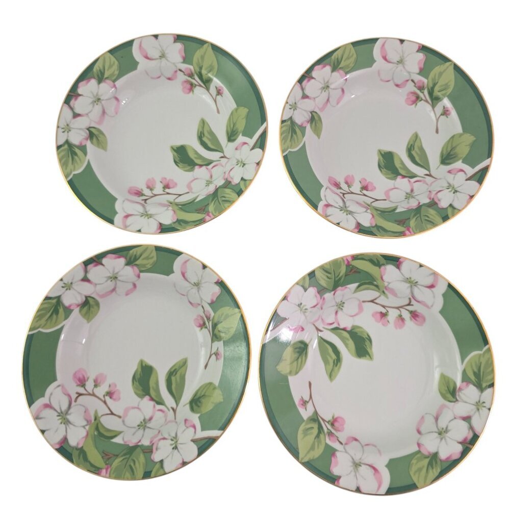 Fairfield Apple Blossom Floral Print 8" Fine China Soup Salad Bowls – Set of 4